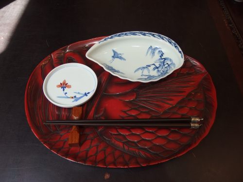 漆器　盆　Japanese lacquerware